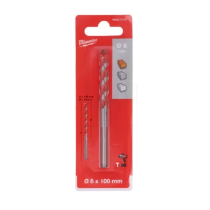 Punta per Calcestruzzo Premium 6x100 mm Milwaukee utensile professionale per edilizia e cantiere