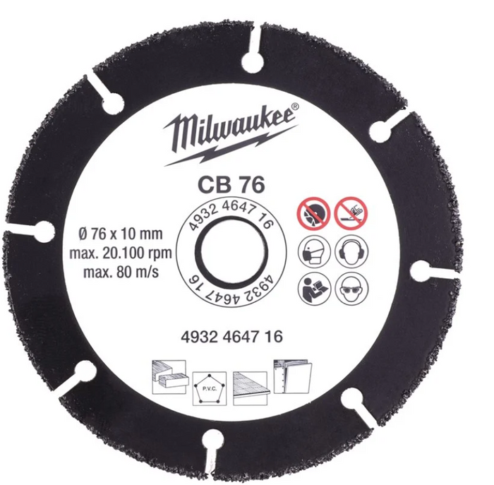 Disco in Carburo 76mm Multimateriale per Milwaukee M12 FCOT per smerigliatrice angolare