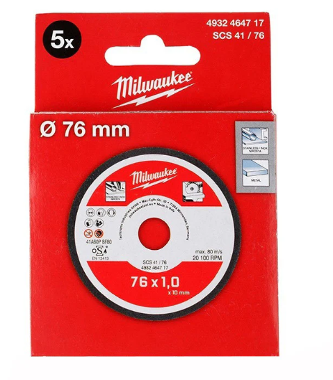 Set 5 Dischi da Taglio 76mm Acciaio Inox per M12 FCOT per smerigliatrice angolare