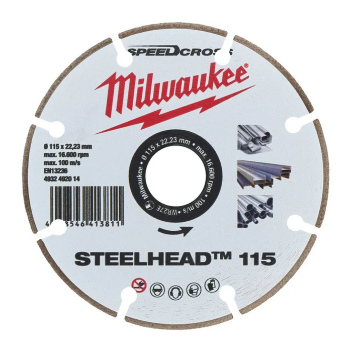 Disco Diamantato Milwaukee Steelhead Diametro 115 mm X ACCIAIO per smerigliatrice angolare