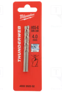 Punta per Metallo HSS-G 4.0x75 mm Milwaukee - Set 2 Pezzi art 4932352352