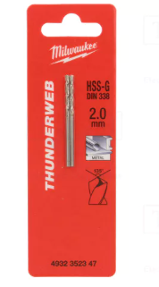 Punta per Metallo HSS-G 2.0x49 mm Milwaukee - Set 2 Pezzi art 4932352347